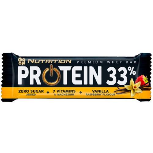 Go On Nutrition Premium Whey Protein 33% Bar with Vanilla Raspberry Flavour Μπάρα Πρωτεΐνης με Βανίλια & Βατόμουρο 50g